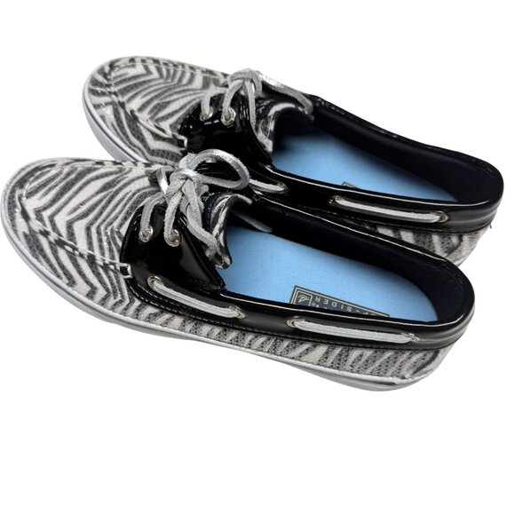 Sperry Top-Sider Bahama 2-Eye Boat Shoes Zebra Print Sequins US 7 NEW - Picture 4 of 11